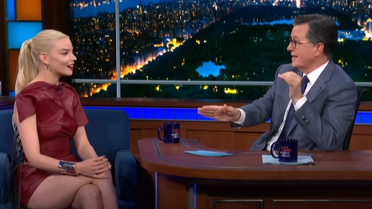 Viewers didn’t see the back view of Taylor-Joy’s dress when she fronted up to Stephen Colbert.