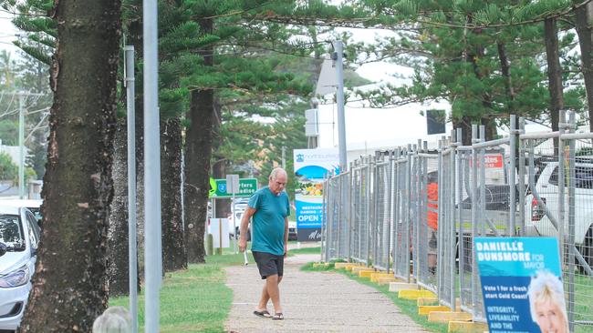 Works are underway to widen, realign and improve the Oceanway path between Kelly Ave, North Burleigh and Justins Park, Burleigh Heads. Picture: Glenn Campbell