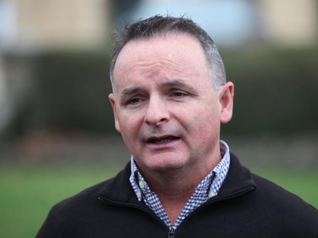 Labor MP David O'Byrne speaks to the media. Picture: DAVID KILLICK