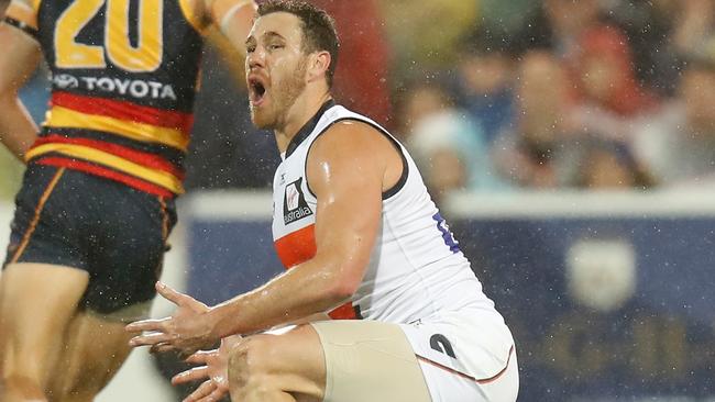 A wounded Shane Mumford had no impact against the Crows. Picture: Getty Images