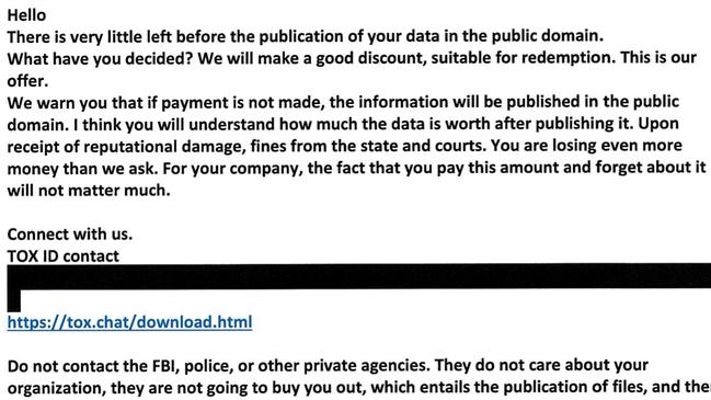 Ransom demands sent to law firm HWL Ebsworth after 4 terabytes of data stolen by Russian hackers . Source: - Supreme Court of NSW.