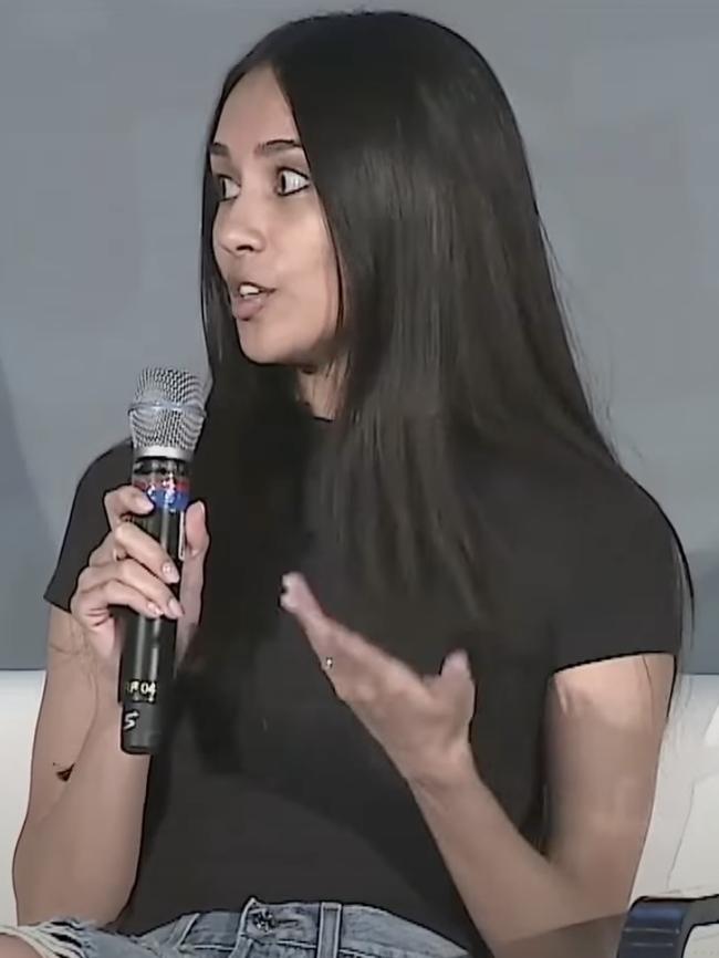 Caryn Marjorie speaking at a conference hosted by Snapchat.