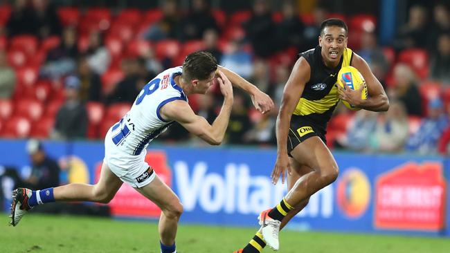 Derek Eggmolesse-Smith (right) is vying for a second chance at Richmond. Picture: Chris Hyde/Getty Images