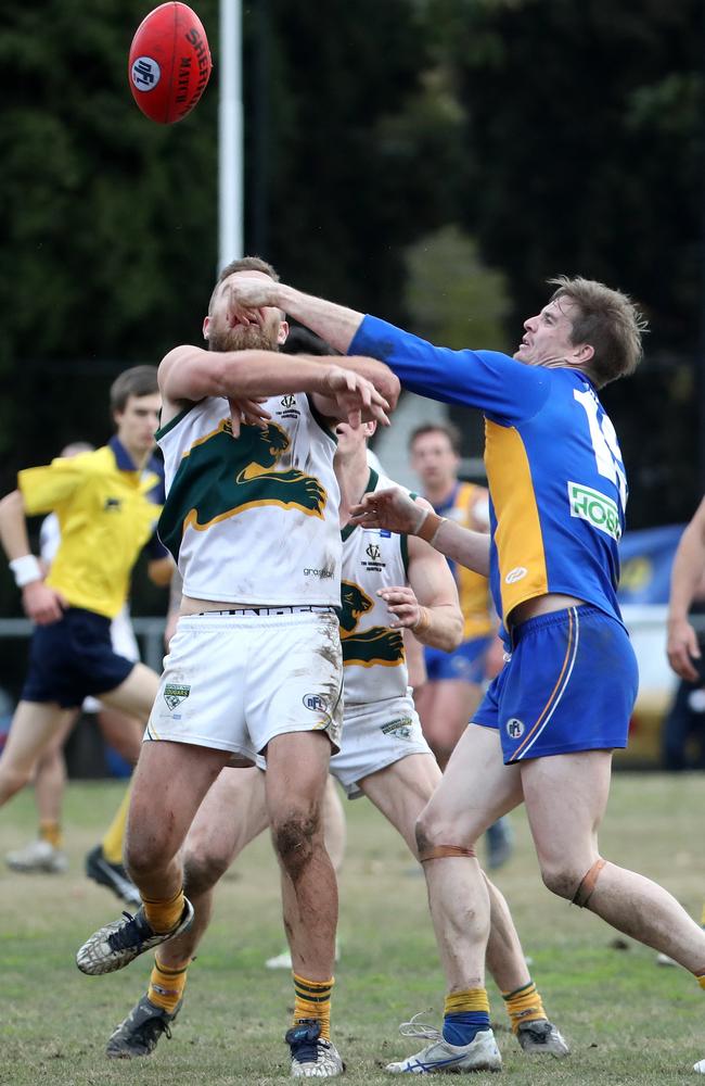 Macleod’s Daniel OBrien spoils in the nick of time against Northcote Park. Picture: Mark Dadswell