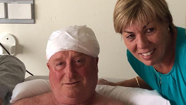 Rodney and Maree Patterson in hospital as he recovered. Picture: Supplied