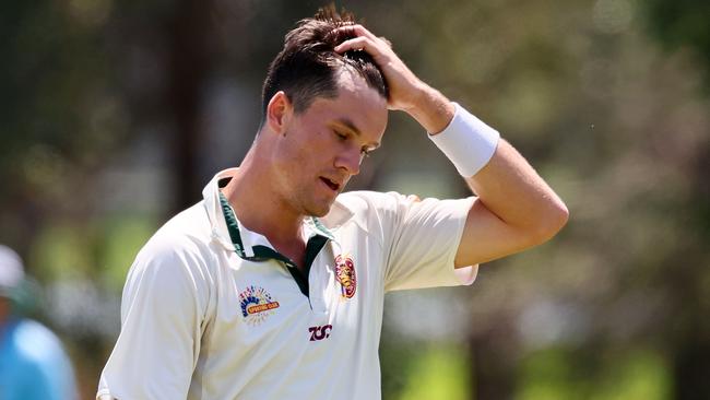 Action from the club cricket game between Redlands Tigers and Wynnum-Manly. Photo:Tertius Pickard