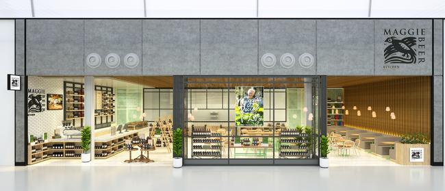 An artist impression of the Maggie Beer Kitchen, which will open at Adelaide Airport next year. Supplied by Adelaide Airport.