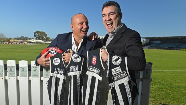 Tim Ginever (right) says it is illogical Collingwood gets a say in Port Adelaide’s jumper. Picture: Tom Huntley