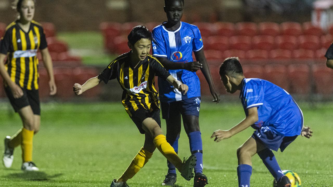 Gu Zhang of Football Dalby against Rockville Rovers Blue in Football Queensland Darling Downs Community Juniors U13 Div 1 White grand final at Clive Berghofer Stadium, Friday, August 30, 2024. Picture: Kevin Farmer