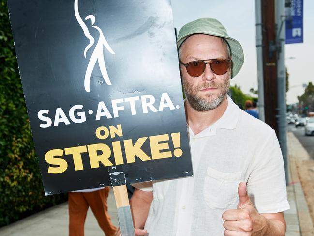 Seth Rogen joins the picket line at Paramount Picture Studios on July 31, 2023 in Los Angeles, California. Picture: Unique Nicole/Getty Images