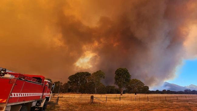 21/12/2024 North Hamilton Rural Fire Brigade members watch over a bushfire in the Grampians: Picture North Hamilton Rural Fire Brigade/Facebook, ,