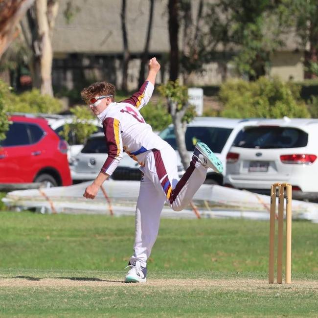 Joshua Pope bowling in representative cricket.