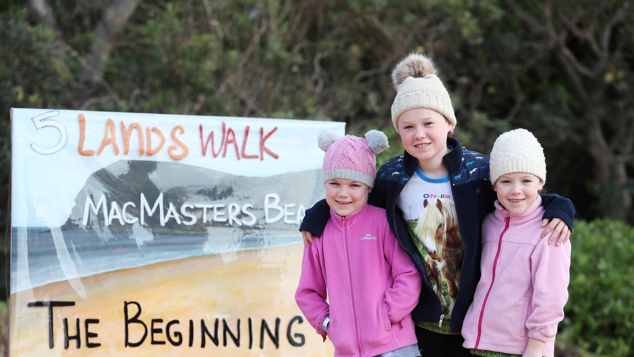 The annual 5 Lands walk from MacMasters Beach Saturday 22nd June 2019 Sisters Anita, Sinead and Claire McGrath. Picture: Sue Graham