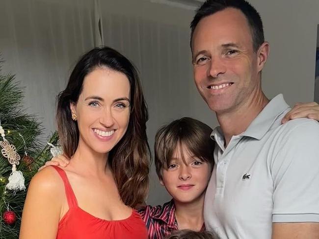 Sigourney Cantelo with children Lulu, 8, Max, 12, and husband Damien.