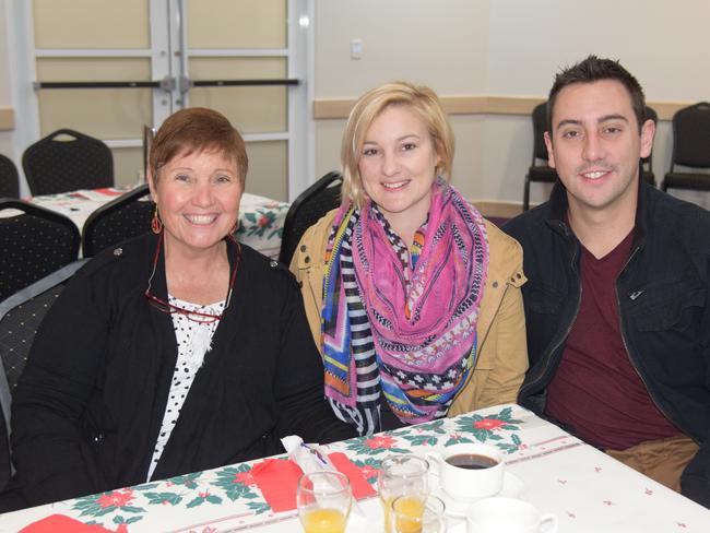 (From left) Sally and Nicki Stacey and Delano Bornman at the Welcome to Warwick Poetry and Comedy Breakfast for Jumpers and Jazz in July.