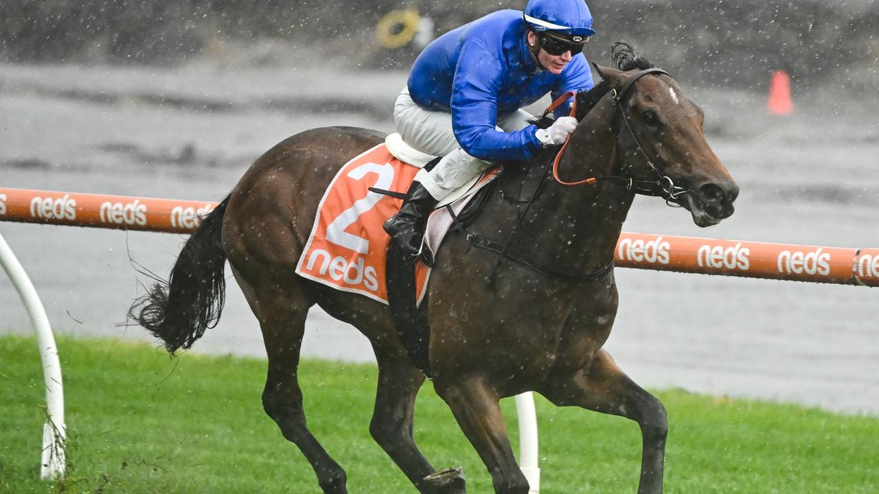 Aft Cabin winning the Caulfield Guineas Prelude. Picture: Vince Caligiuri–Getty Images