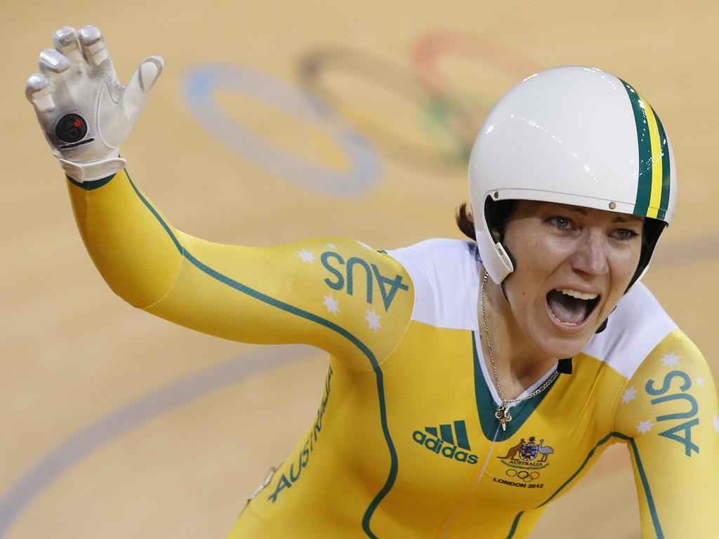 Anna Meares came back from a broken neck to win gold at the 2012 London Olympics. Picture: EPA/Ian Langsdon