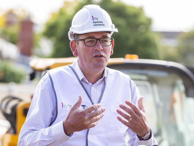 MELBOURNE, AUSTRALIA- NewsWire Photos FEBRUARY 25, 2021: Victorian Premier, Daniel Andrews holds a press conference at a work site in Ascot Vale marking the start of the Big Housing Build. Picture: NCA NewsWire / Sarah Matray