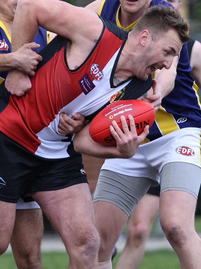 Lynden Dunn shapes as a matchwinner for West Coburg. Photo: Hamish Blair