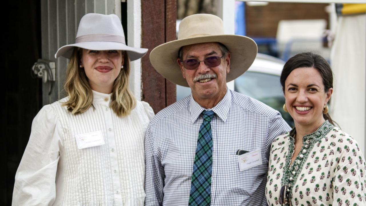 Hugh Campbell with his daughters at the 99th Burrandowan Picnic Races in the South Burnett, May 8, 2021. Picture: Dominic Elsome