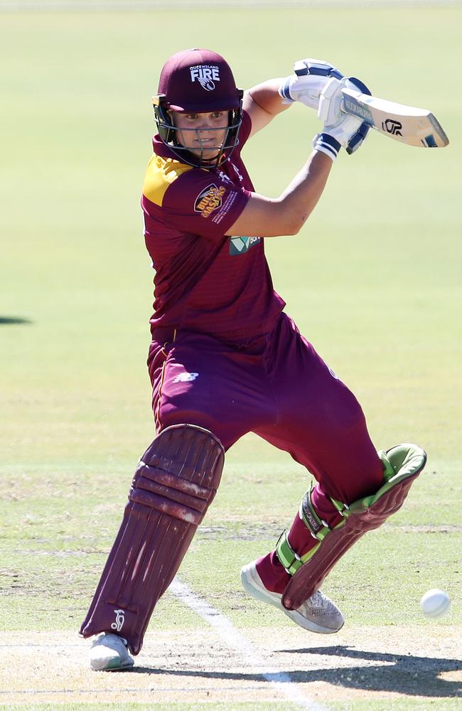 Georgia Voll of Queensland during the WNCL match between South Australia and Queensland at Karen Rolton Oval, on February 19. Picture: Sarah Reed/Getty Images