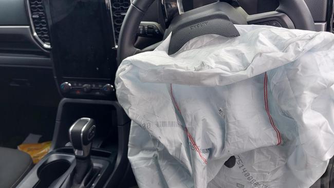 The driver’s airbag in the Ranger deployed on impact.