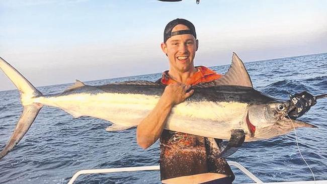 Jarrod James with a beaut little black marlin from the phenomenal run of billfish wide of Dundee.