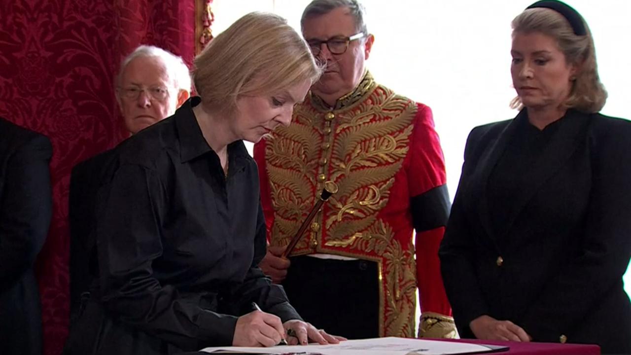 UK PM Liz Truss with the Accession Council at St James’s Palace. Picture: ABC News