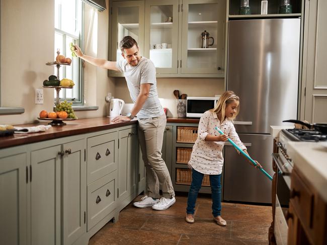 Coronavirus. Picture: istock Coronavirus. Picture: istock Shot of a young man and his daughter cleaning the kitchen at home
