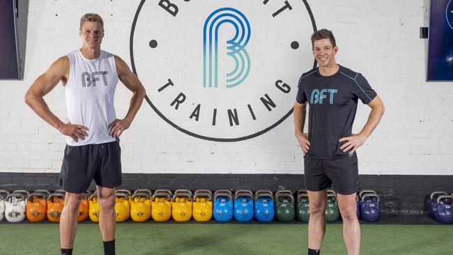 Nick Riewoldt and Tim Paine have opened two Body Fit Training studios in Tasmania and are set to launch more. Picture: Supplied