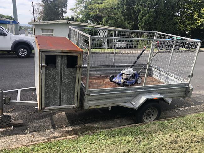 This trailer in Beacon Hill had a lawn mower and a locked storage cabinet. Picture: manly Daily