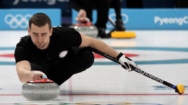 Russian curler Alexander Krushelnitsky at the PyeongChang Winter Olympics.