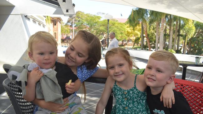 Alicia Wilkins, Oliver Parker, Kenzie Wilkins and Conor Parker at Madagascar A Musical Adventure Jr. presented by Fusion Arts Inc and Ipswich Civic Centre. Photo: Georgie Walker