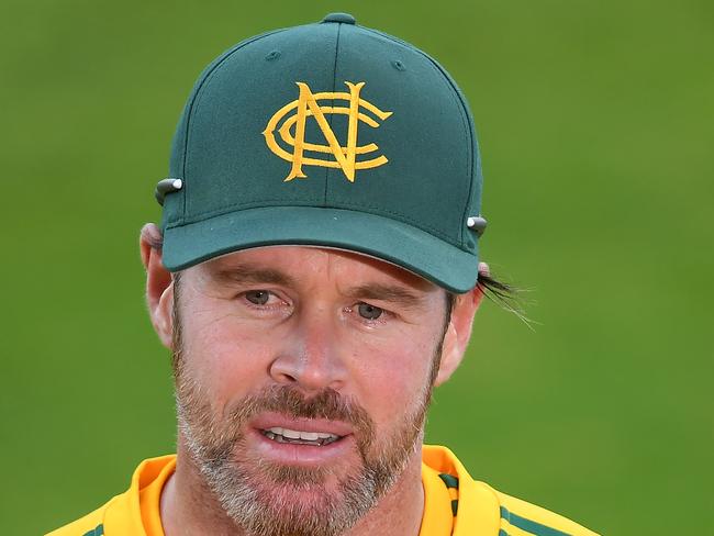 BIRMINGHAM, ENGLAND - OCTOBER 04: Notts captain Dan Christian looks on prior to the Vitality T20 Blast Semi Final between Notts Outlaws and Lancashire Lightning at Edgbaston on October 04, 2020 in Birmingham, England. (Photo by Alex Davidson/Getty Images)