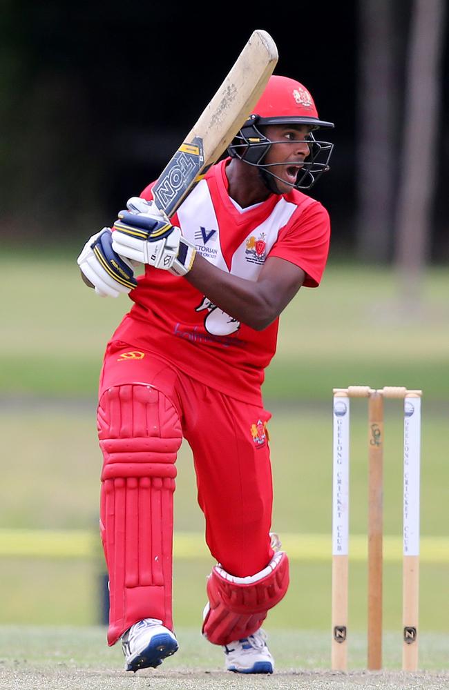 Casey-South Melbourne batsman Ashley Chandrasinghe. Picture: Mike Dugdale