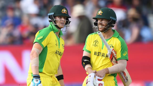 Australia's David Warner (R) and Australia's Steve Smith have both been booed heavily during the World Cup. Picture: AFP