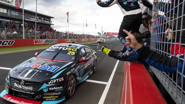 Chaz Mostert claims the Bathurst 1000 victory last year.