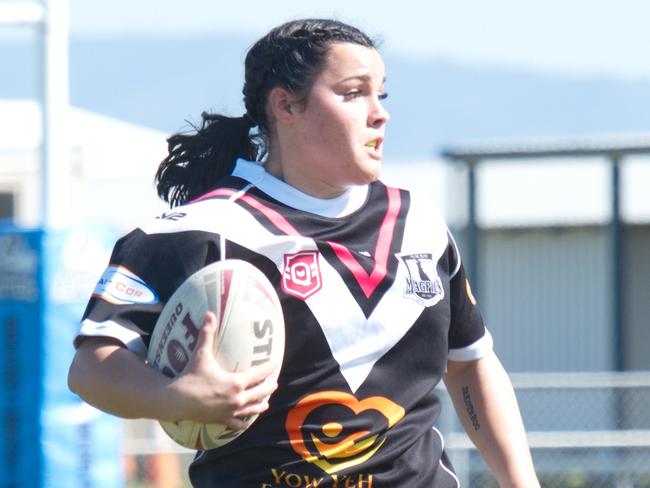 Zoe Cook in the Magpies and Moranbah clash in the RLMD womens semi finals, 22 August 2021. Picture: Marty Strecker