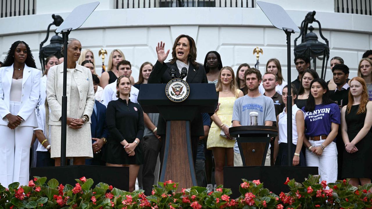 US Vice President Kamala Harris speaking recently on the South Lawn of the White House. Picture: Brendan Smialowski/AFP