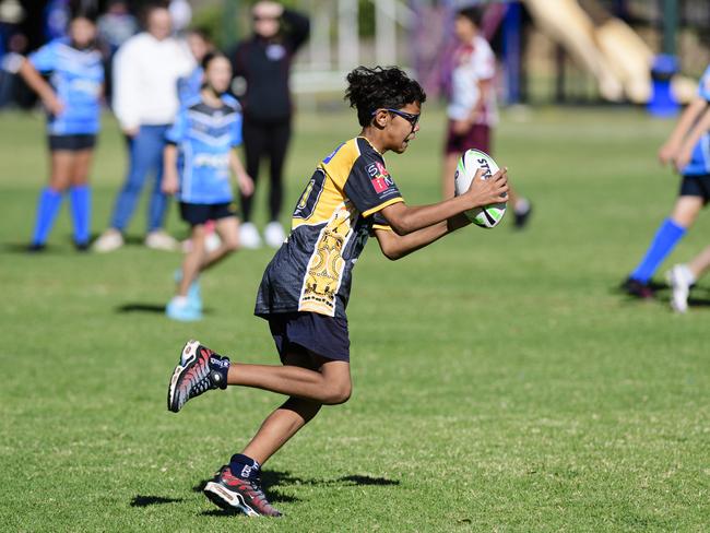 Jahmahal Sedeek of Rockville State School in the inaugural Primary Interschools Reconciliation Touch Carnival hosted by Glenvale State School, Wednesday, May 28, 2025. Picture: Kevin Farmer