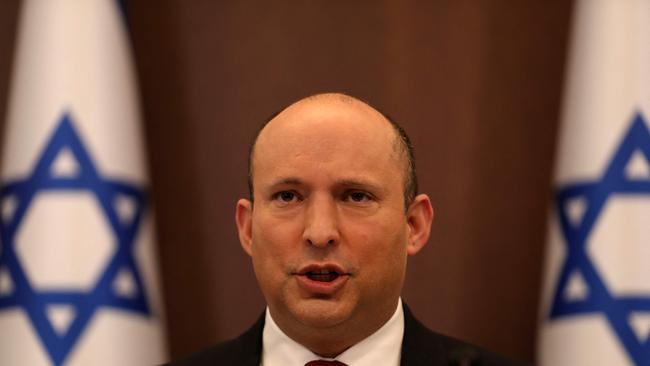 Israeli Prime Minister Naftali Bennett attends a cabinet meeting at his office in Jerusalem. Picture: AFP