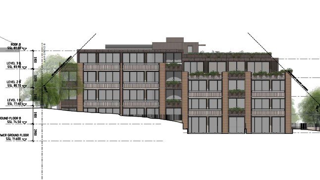 East elevation for the four-storey residential flat building proposed for Wollstonecraft.