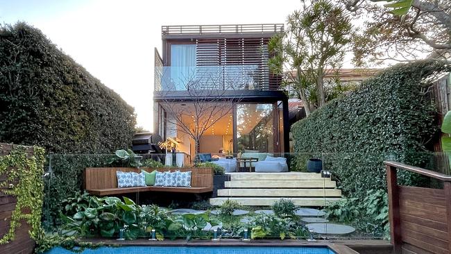 The modern design of the home in Vaucluse, to which the clients had downsized, created a long, narrow side area. Picture: Katrine Mardini