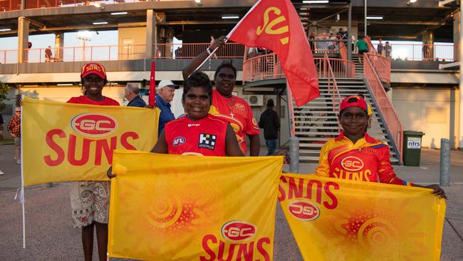 Fans at the Gold Coast Suns vs Geelong Cats Round 10 AFL match at TIO Stadium. Picture: Pema Tamang Pakhrin