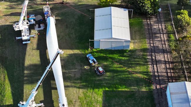 The Big Blade, a wind farm turbine blade, has been installed by Western Downs Regional Council at Bell, but not everyone is happy.