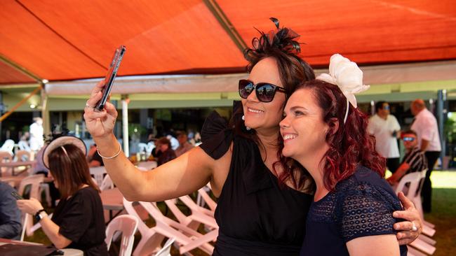 Skye Spence and Olivia Fry at the 2024 Darwin Cup Carnival Derby Day. Picture: Pema Tamang Pakhrin