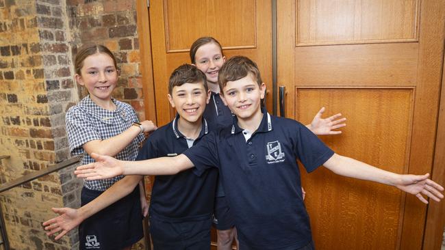 Toowoomba East SS students (from left) Grace Simpson, Oren Miller, Sienna Macey and James King on day three of Sing Out 2024 at The Empire, Thursday, June 6, 2024. Picture: Kevin Farmer