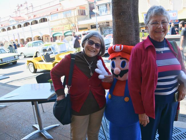 Mario made an appearance during Warwick's Jumpers and Jazz in July with friends June Brereton (L) and Tish Owen (R) on Sunday.