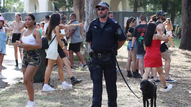 There was an increased police presence at the festival — as well as costly compliance measures to meet — after the overdose. Picture: David Swift.