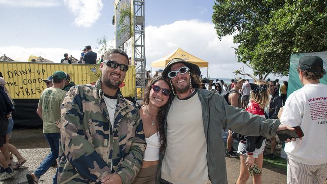 Murilo Paraiba, Nathalia Campos and Marcelo Ramalho at the Gold Coast Pro, Burleigh Heads. Picture: Glenn Campbell